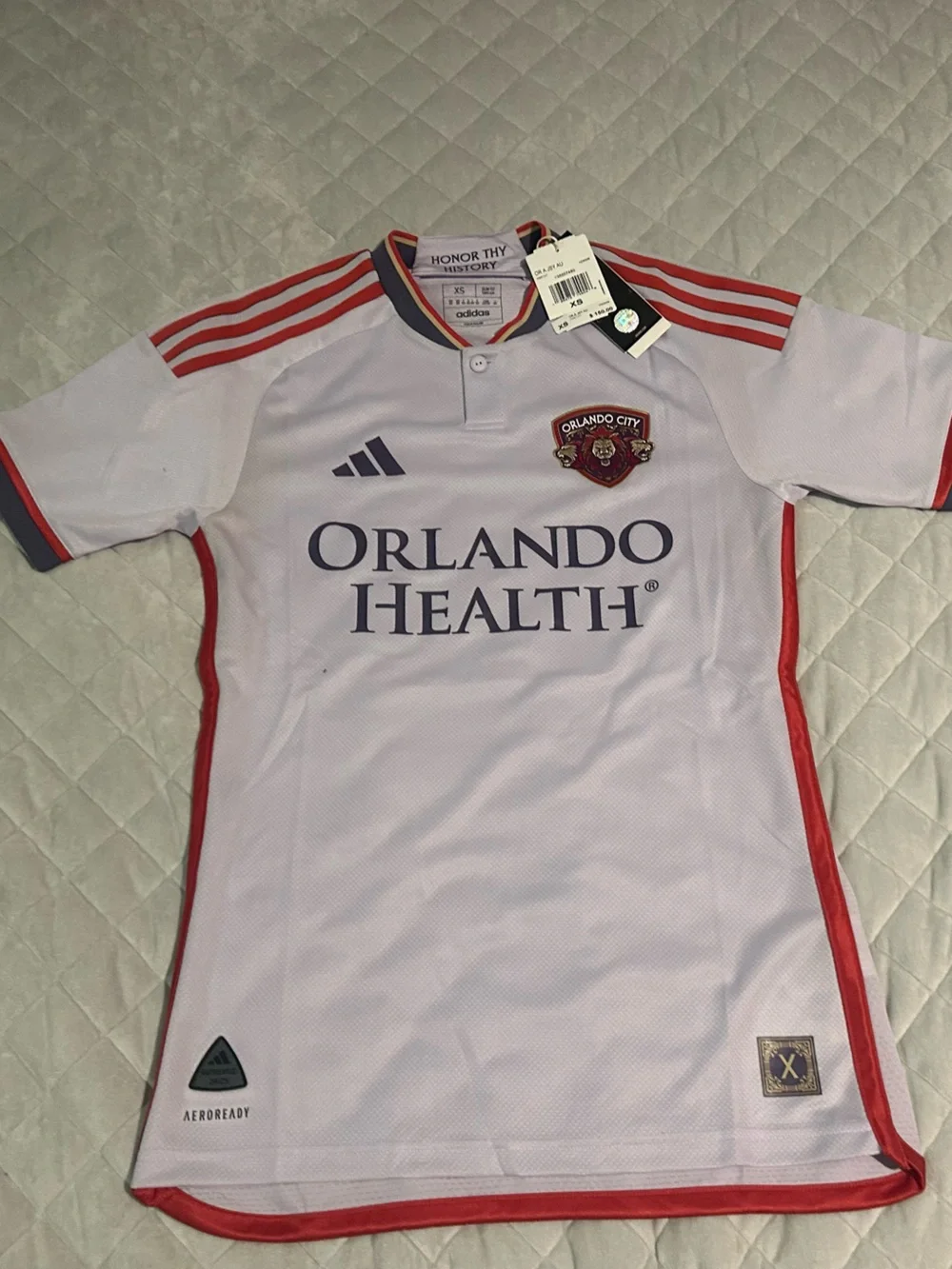 Orlando adidas Lavender and White Striped Jersey Shirt
